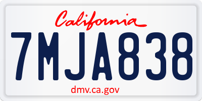 CA license plate 7MJA838