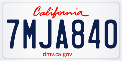 CA license plate 7MJA840