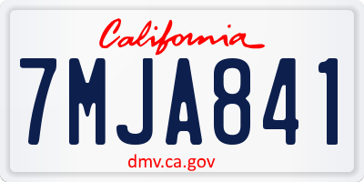 CA license plate 7MJA841