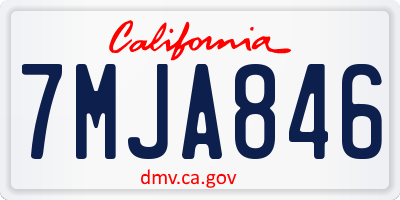 CA license plate 7MJA846