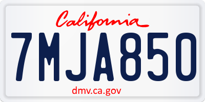 CA license plate 7MJA850