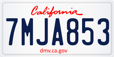 CA license plate 7MJA853