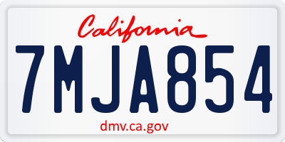 CA license plate 7MJA854