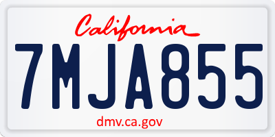 CA license plate 7MJA855