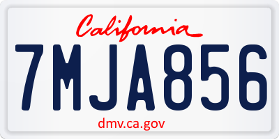 CA license plate 7MJA856