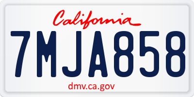 CA license plate 7MJA858