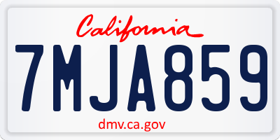 CA license plate 7MJA859