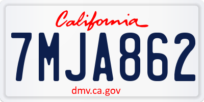 CA license plate 7MJA862