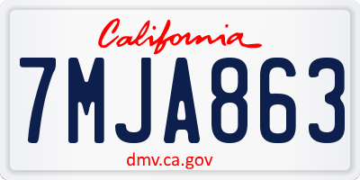 CA license plate 7MJA863