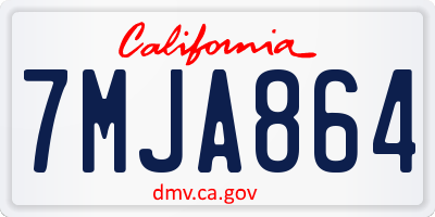 CA license plate 7MJA864