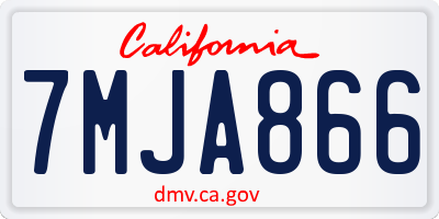 CA license plate 7MJA866
