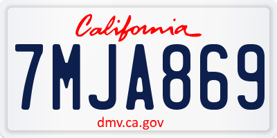 CA license plate 7MJA869
