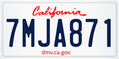 CA license plate 7MJA871