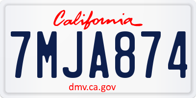 CA license plate 7MJA874