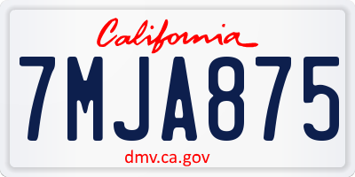 CA license plate 7MJA875