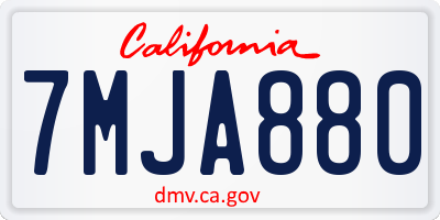CA license plate 7MJA880