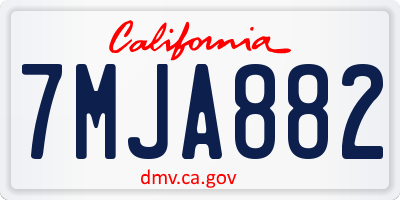 CA license plate 7MJA882