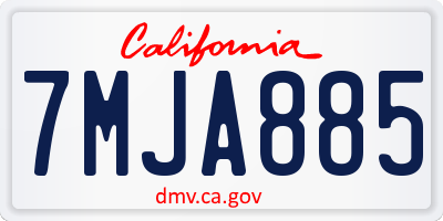CA license plate 7MJA885