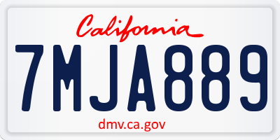 CA license plate 7MJA889