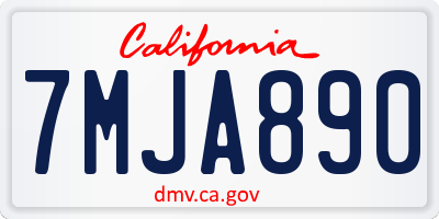 CA license plate 7MJA890