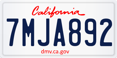 CA license plate 7MJA892