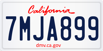 CA license plate 7MJA899