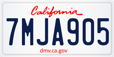 CA license plate 7MJA905