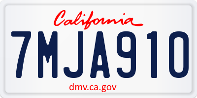 CA license plate 7MJA910