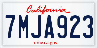 CA license plate 7MJA923