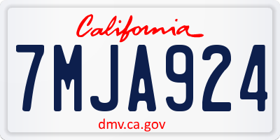 CA license plate 7MJA924