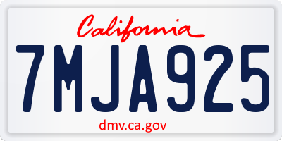 CA license plate 7MJA925
