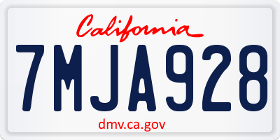CA license plate 7MJA928