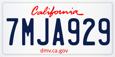 CA license plate 7MJA929