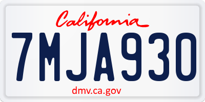 CA license plate 7MJA930