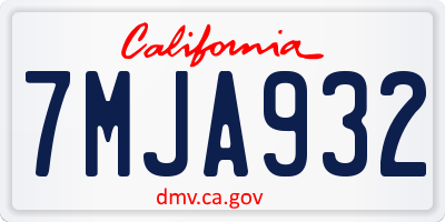 CA license plate 7MJA932