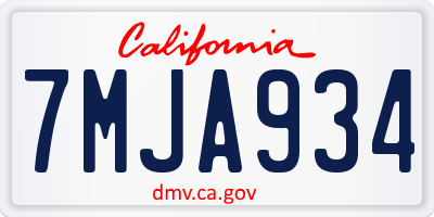CA license plate 7MJA934