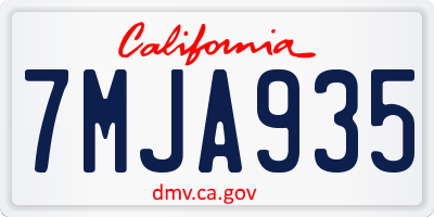 CA license plate 7MJA935