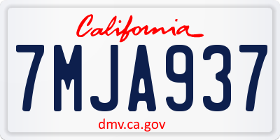 CA license plate 7MJA937