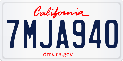 CA license plate 7MJA940