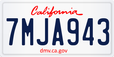 CA license plate 7MJA943