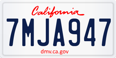 CA license plate 7MJA947