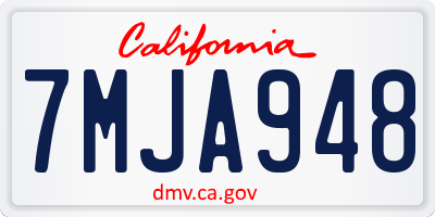 CA license plate 7MJA948