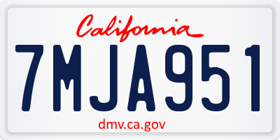 CA license plate 7MJA951
