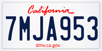 CA license plate 7MJA953