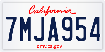 CA license plate 7MJA954
