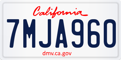 CA license plate 7MJA960