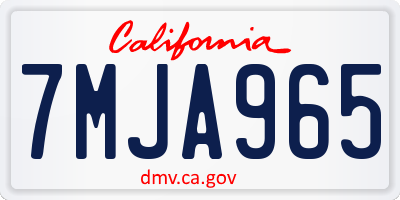 CA license plate 7MJA965