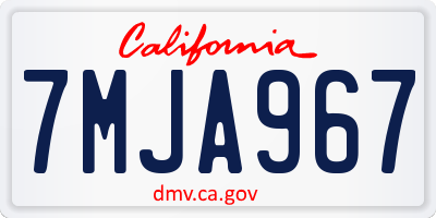 CA license plate 7MJA967