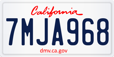 CA license plate 7MJA968