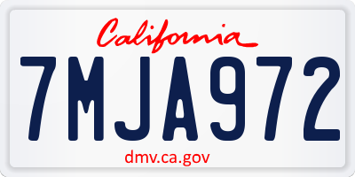 CA license plate 7MJA972